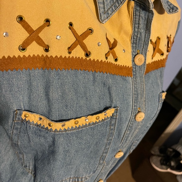 D. Frank Vintage Denim & Western Button Up Dress Sz 12 - Picture 4 of 10